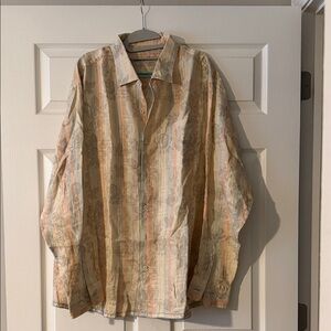 Tommy Bahama Men's Tan Striped Button down Shirt